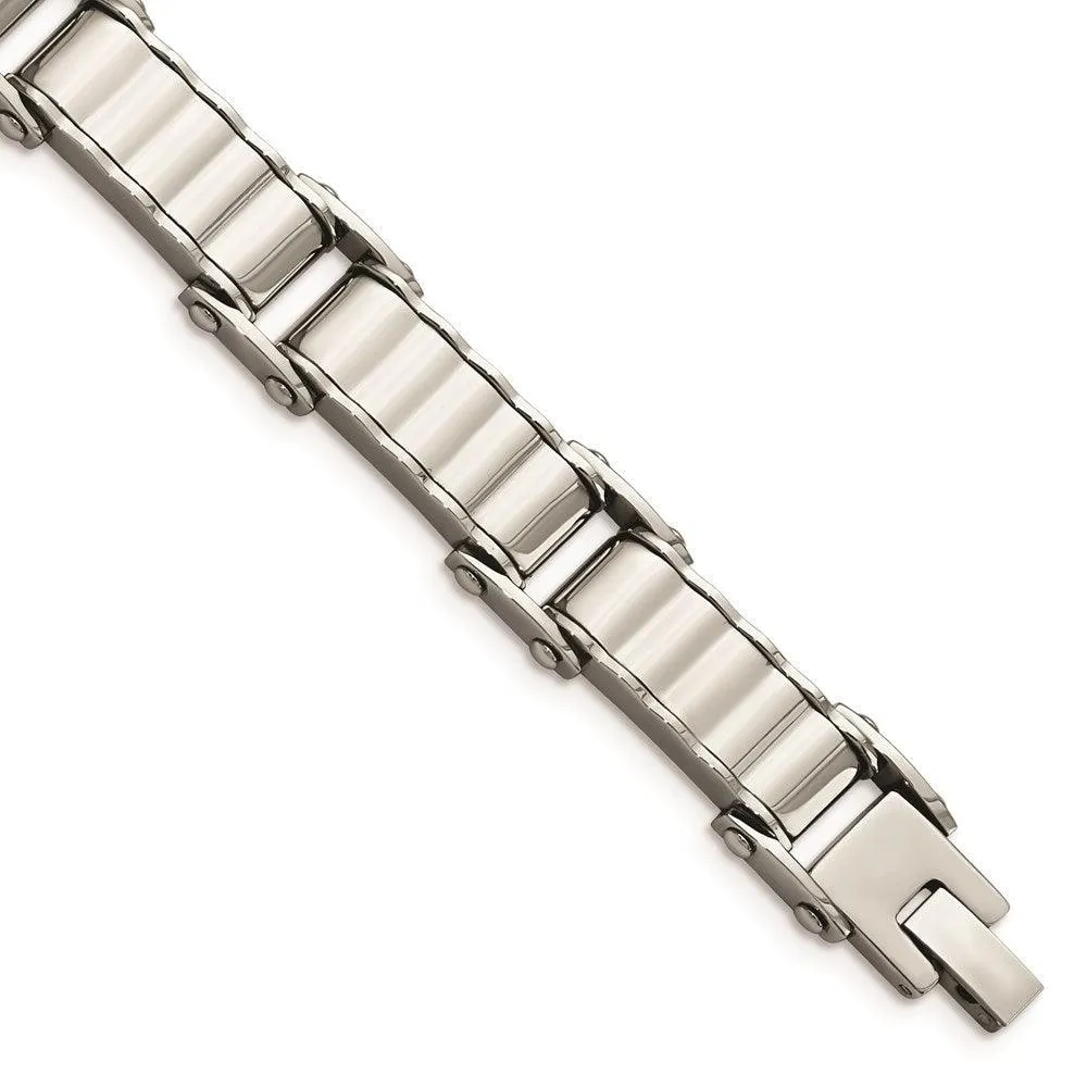 Stainless Steel Polished and Brushed Back Bracelet 