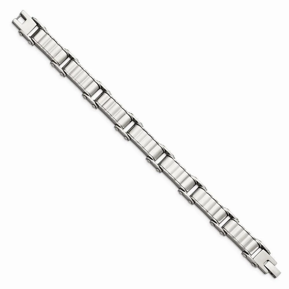 Stainless Steel Polished and Brushed Back Bracelet