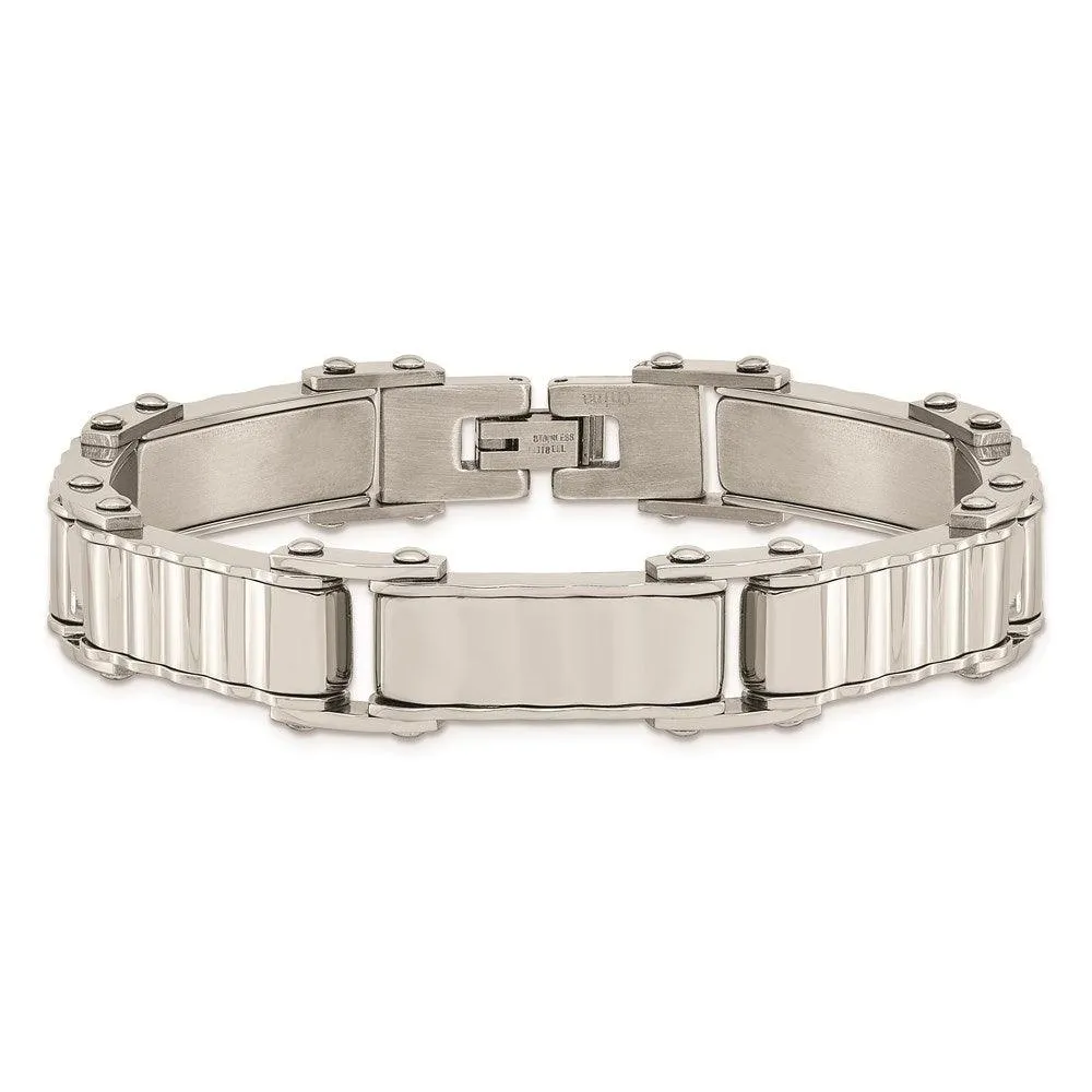 Stainless Steel Polished and Brushed Back Bracelet