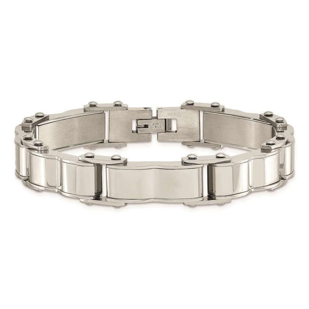 Stainless Steel Polished and Brushed Back Bracelet