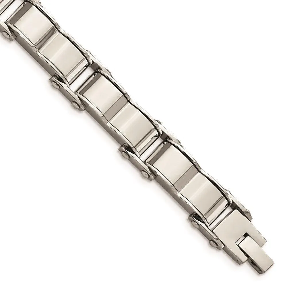 Stainless Steel Polished and Brushed Back Bracelet 