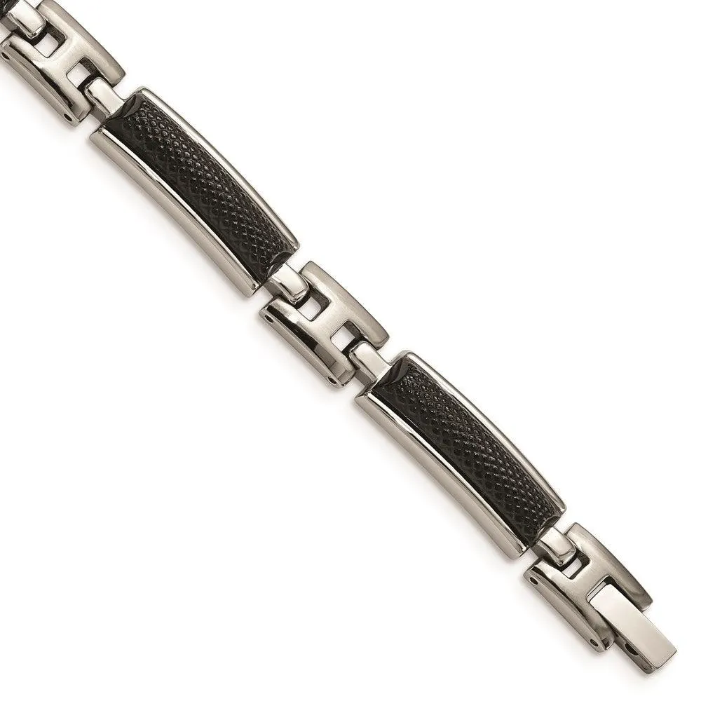 Stainless Steel Polished and Brushed Black IP-plated Bracelet 