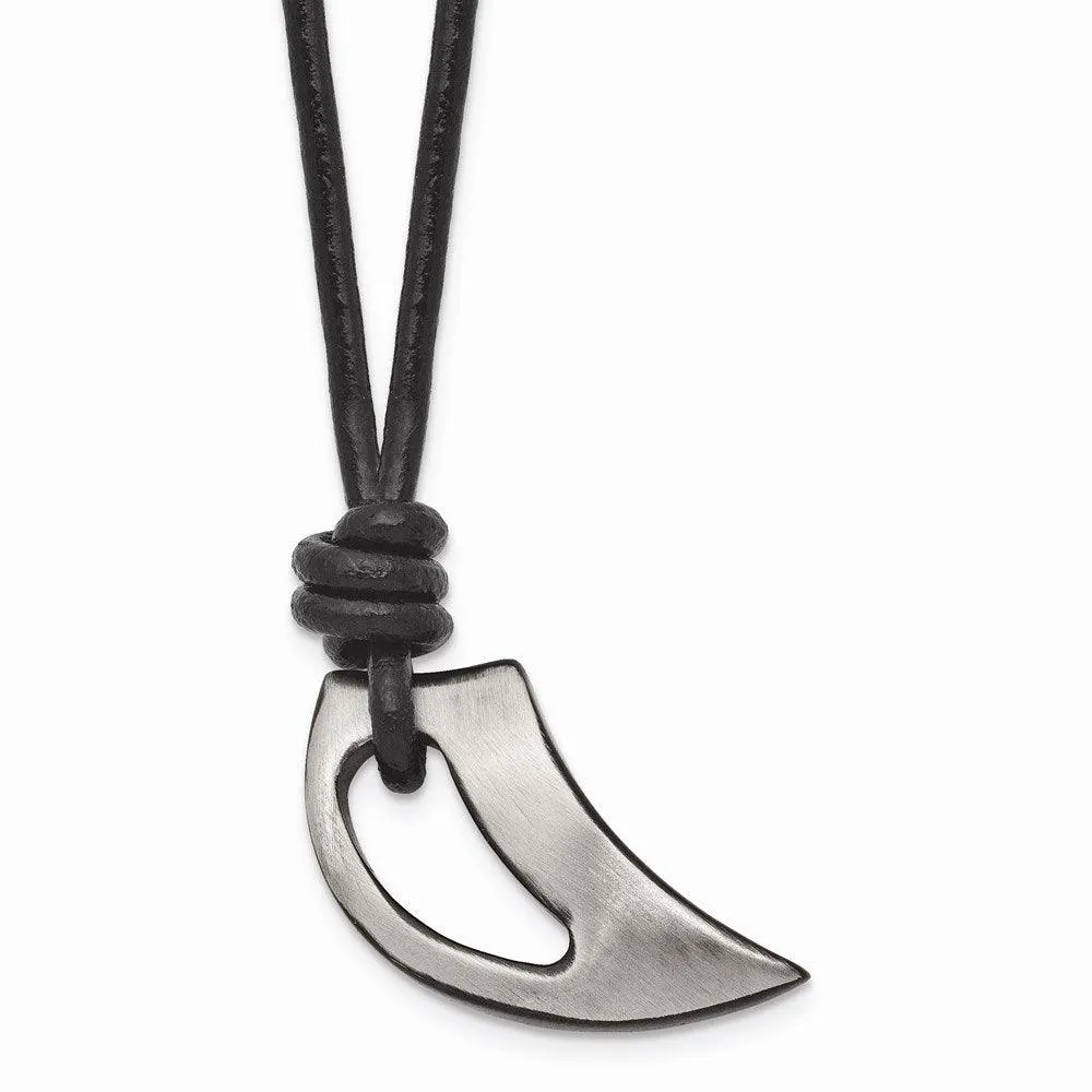 Stainless Steel Polished and Brushed Black IP-plated Claw Necklace 