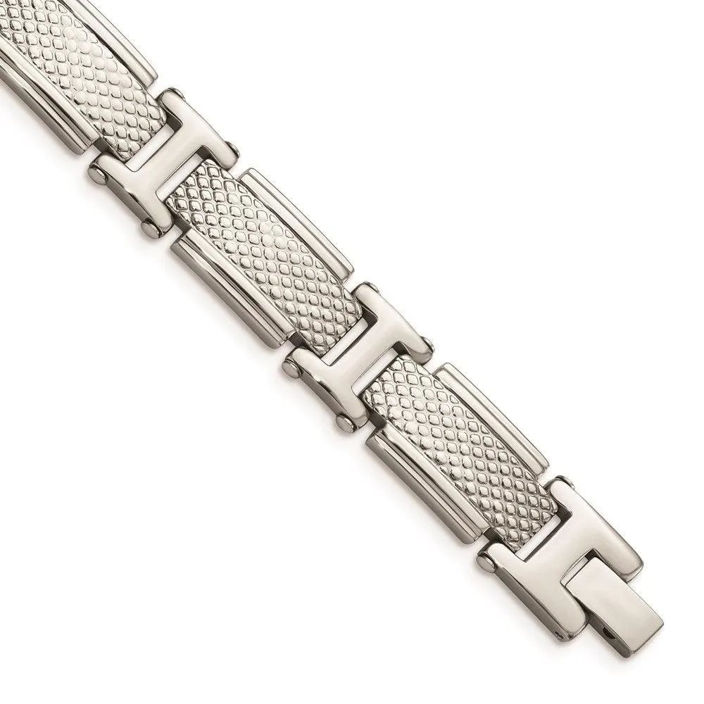 Stainless Steel Polished and Textured Bracelet 