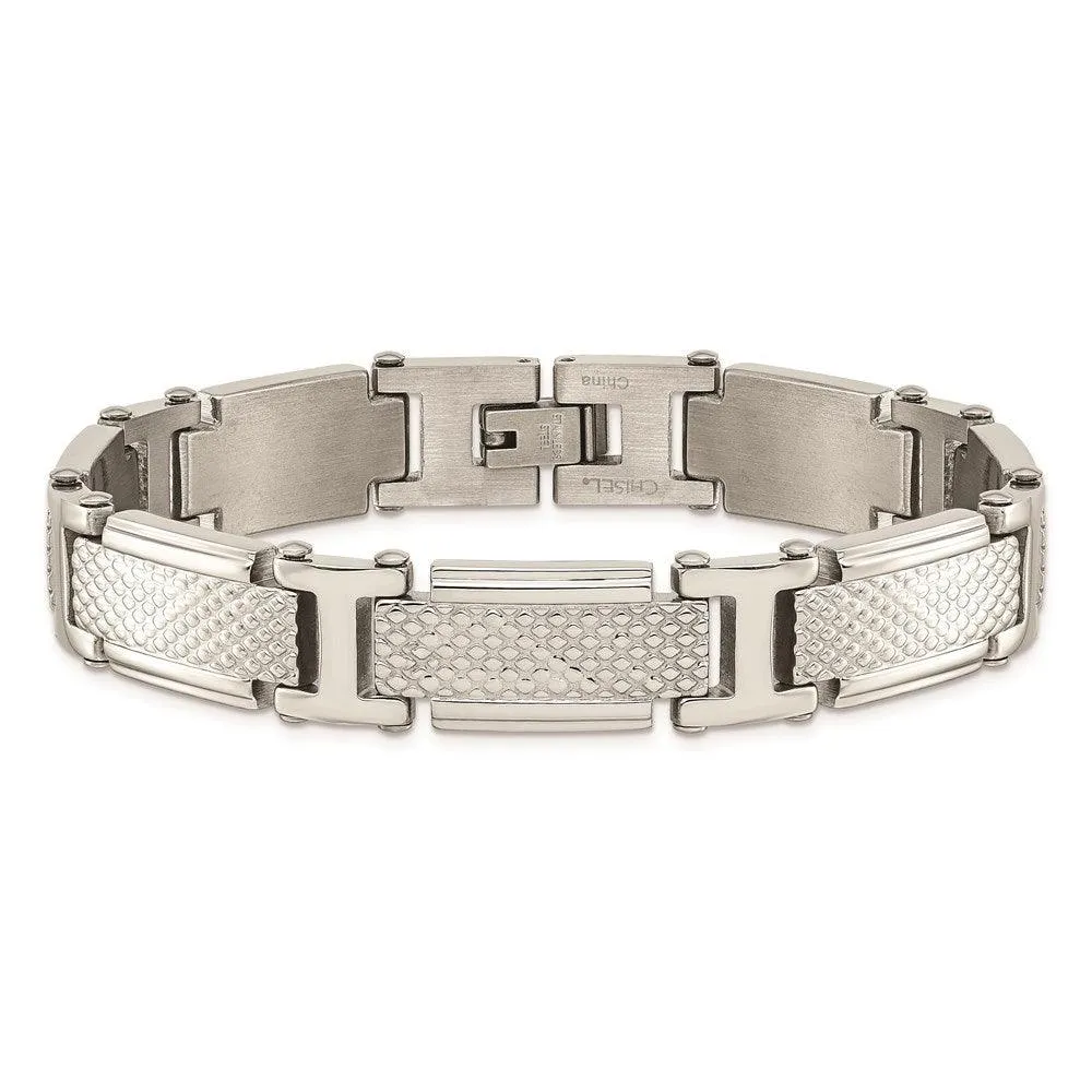 Stainless Steel Polished and Textured Bracelet