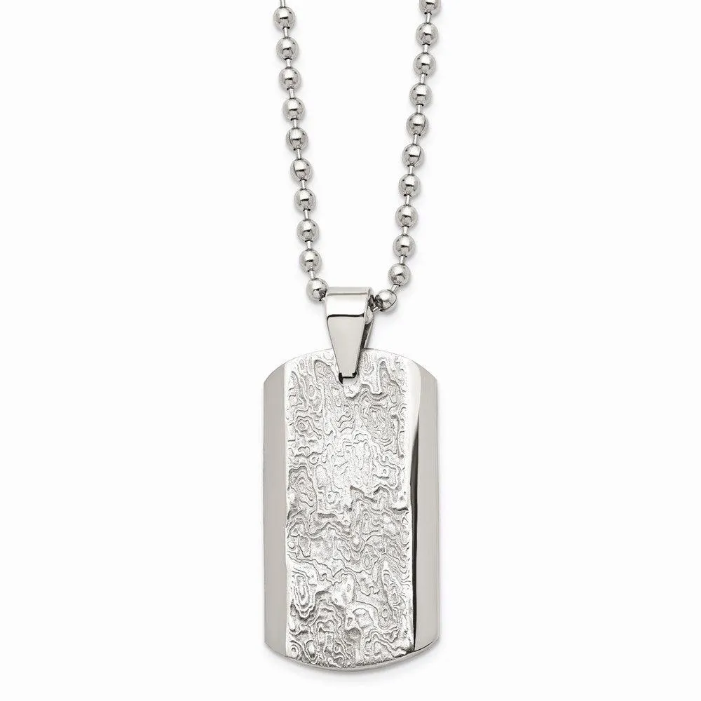 Stainless Steel Polished and Textured Necklace 