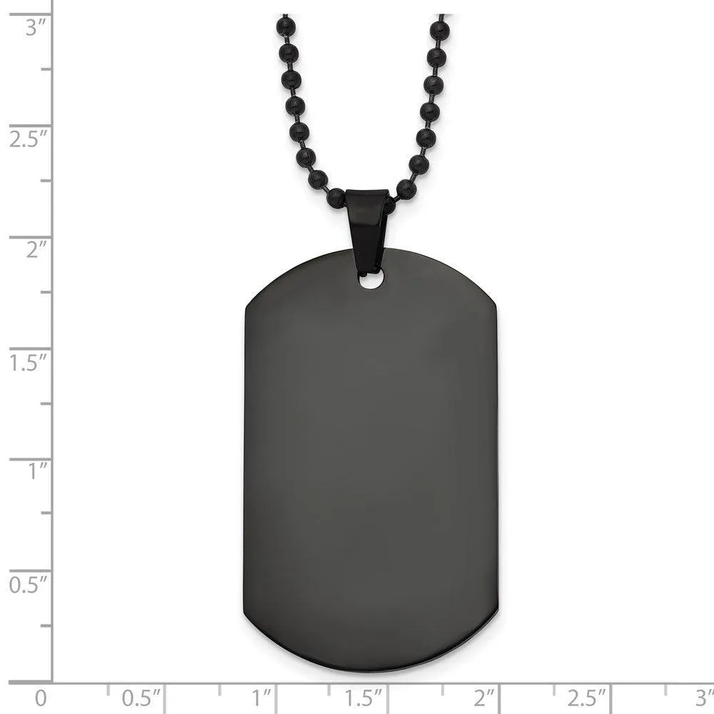 Stainless Steel Polished Black IP Dog Tag Necklace