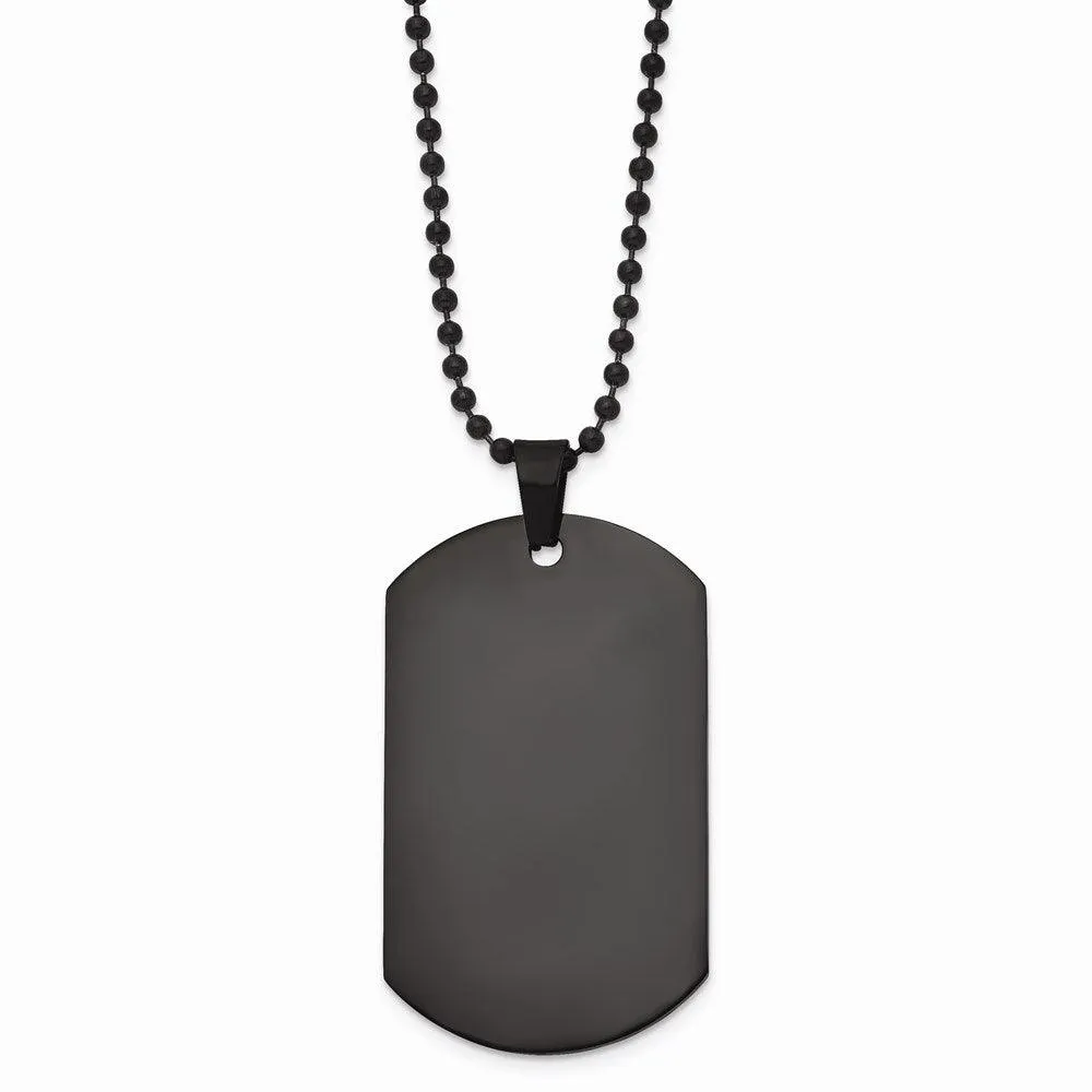 Stainless Steel Polished Black IP Dog Tag Necklace