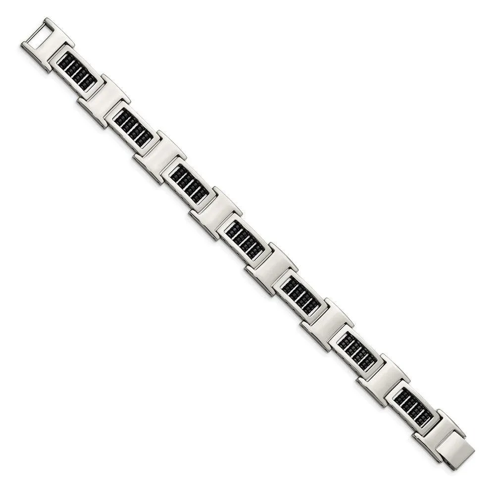 Stainless Steel Polished Black IP Link Bracelet