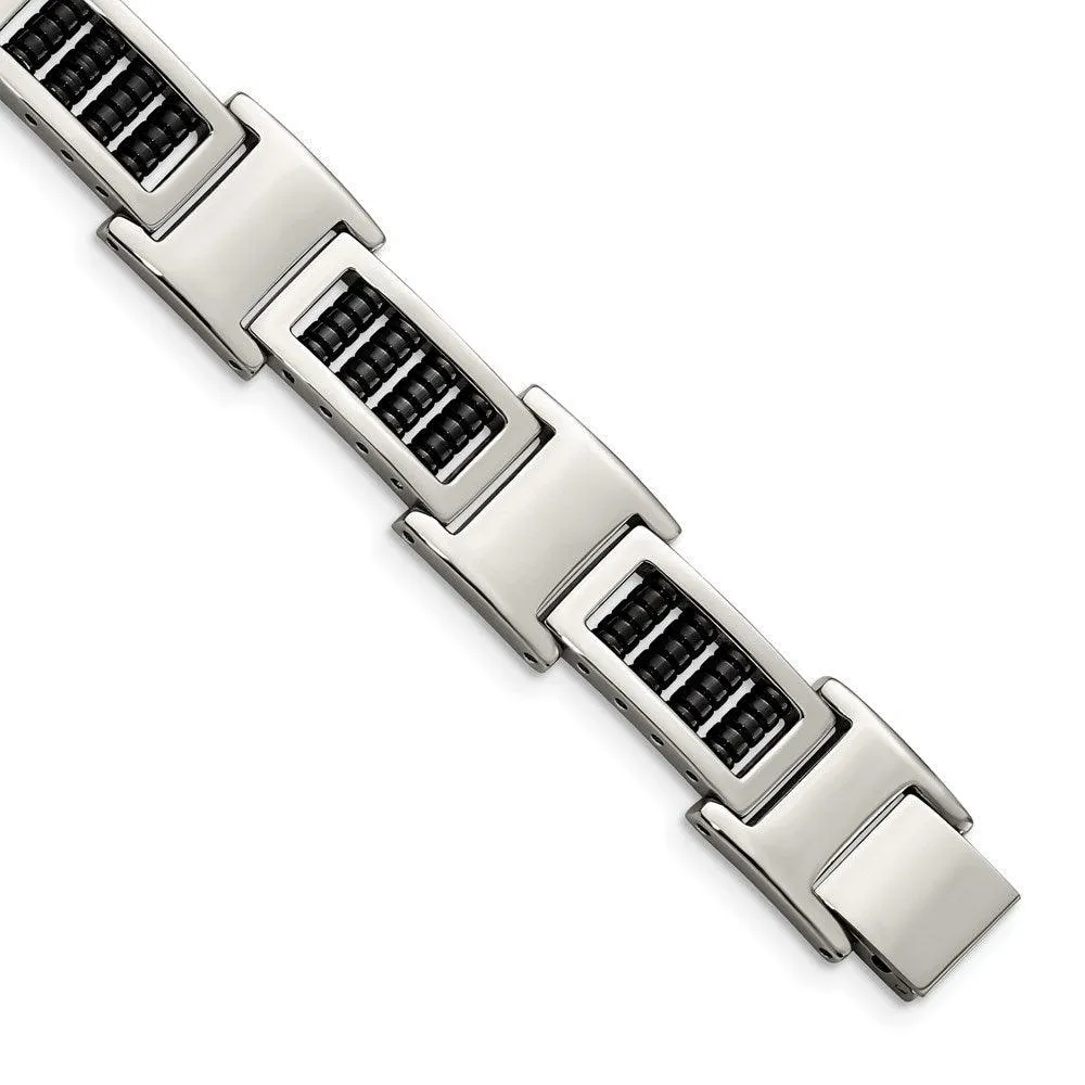 Stainless Steel Polished Black IP Link Bracelet 