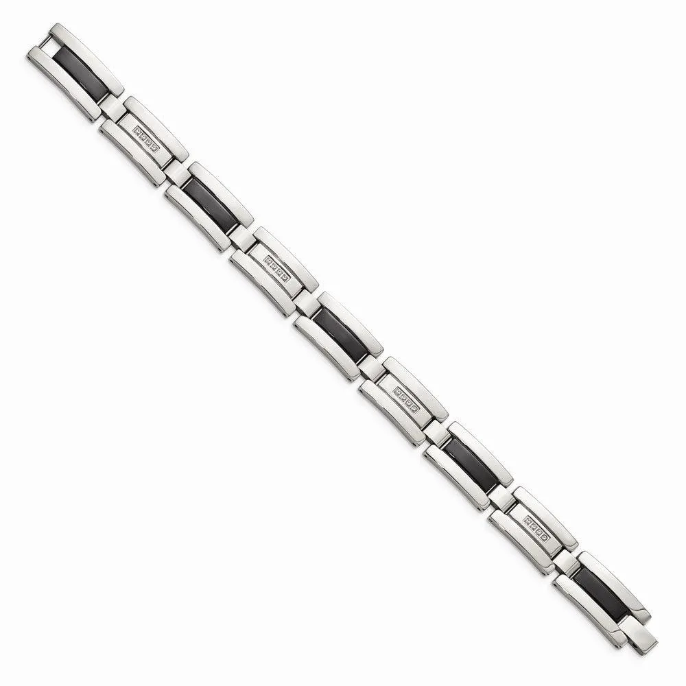 Stainless Steel Polished Black IP-plated 1/4ct tw. Diamond Bracelet