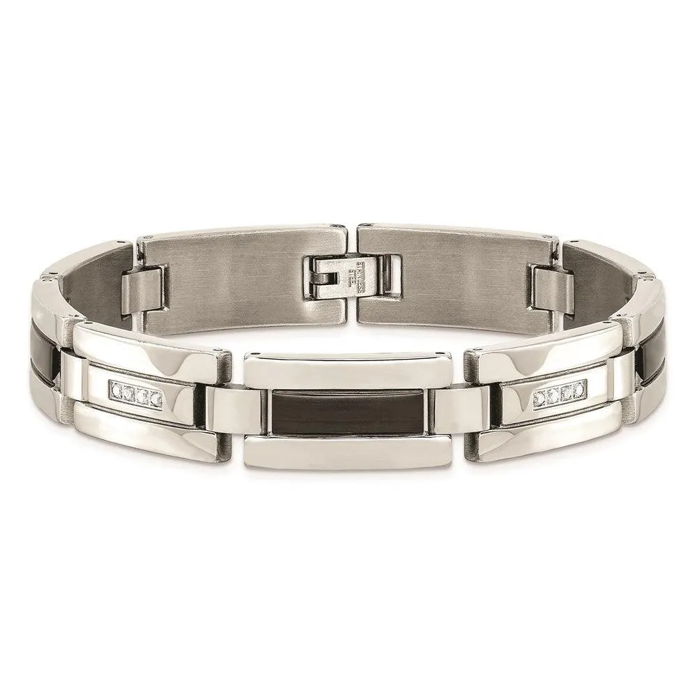 Stainless Steel Polished Black IP-plated 1/4ct tw. Diamond Bracelet