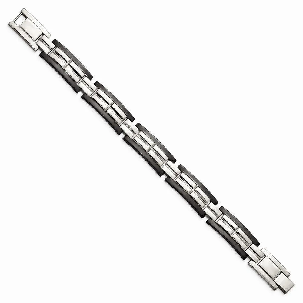 Stainless Steel Polished Black IP-plated 8.5 in. Bracelet