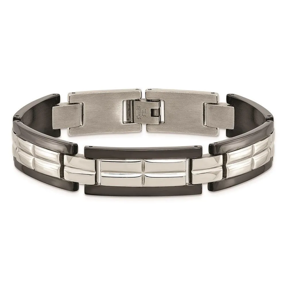 Stainless Steel Polished Black IP-plated 8.5 in. Bracelet