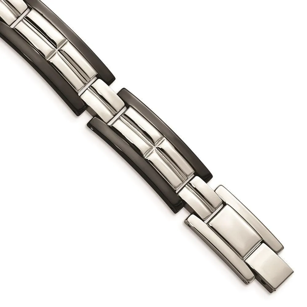 Stainless Steel Polished Black IP-plated 8.5 in. Bracelet 