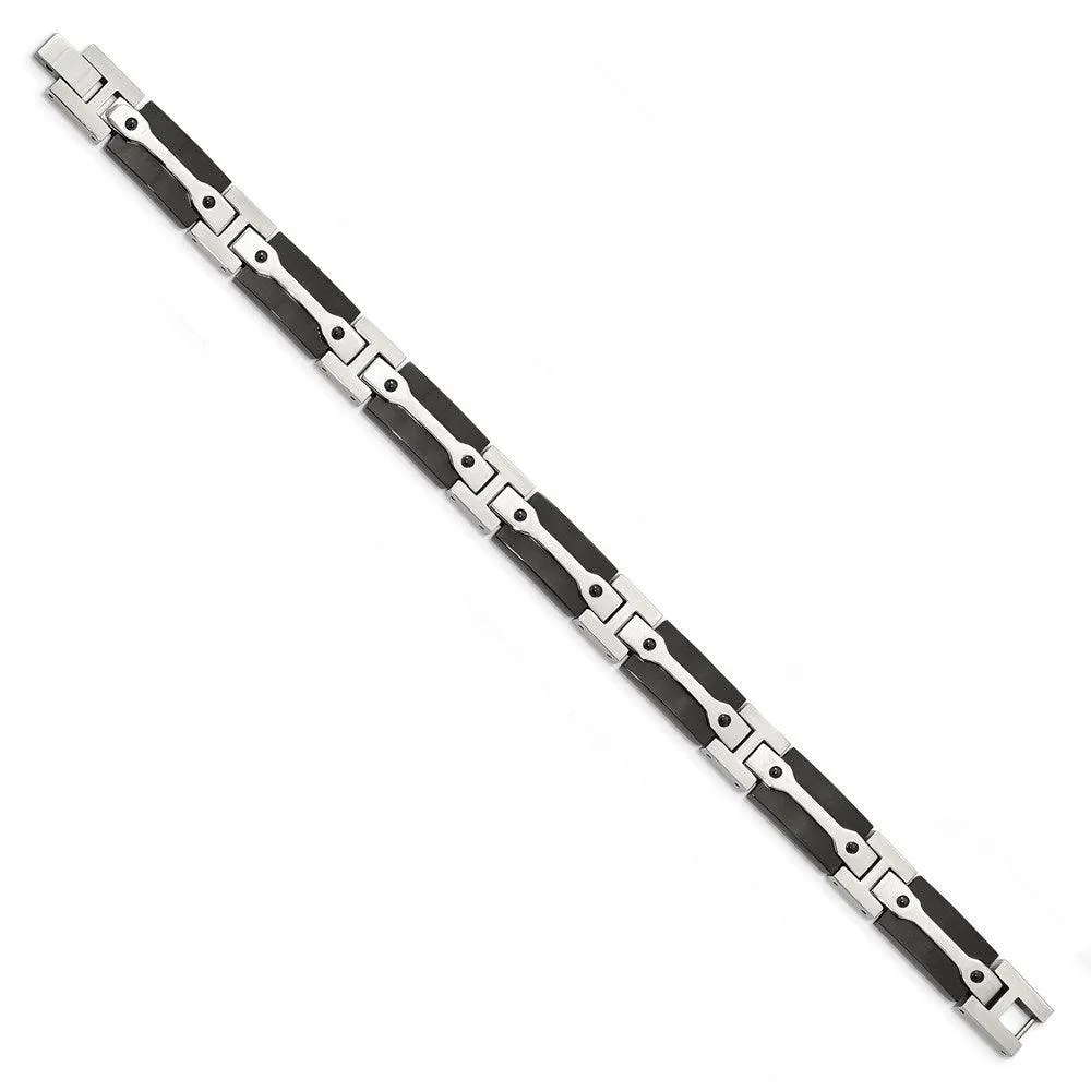 Stainless Steel Polished Black IP-plated 9 inch Bracelet
