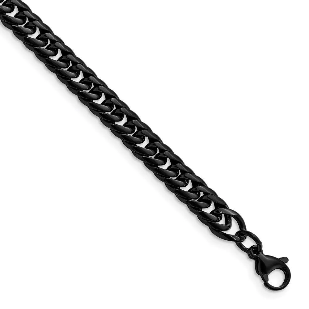 Stainless Steel Polished Black IP-plated Curb Chain Bracelet 