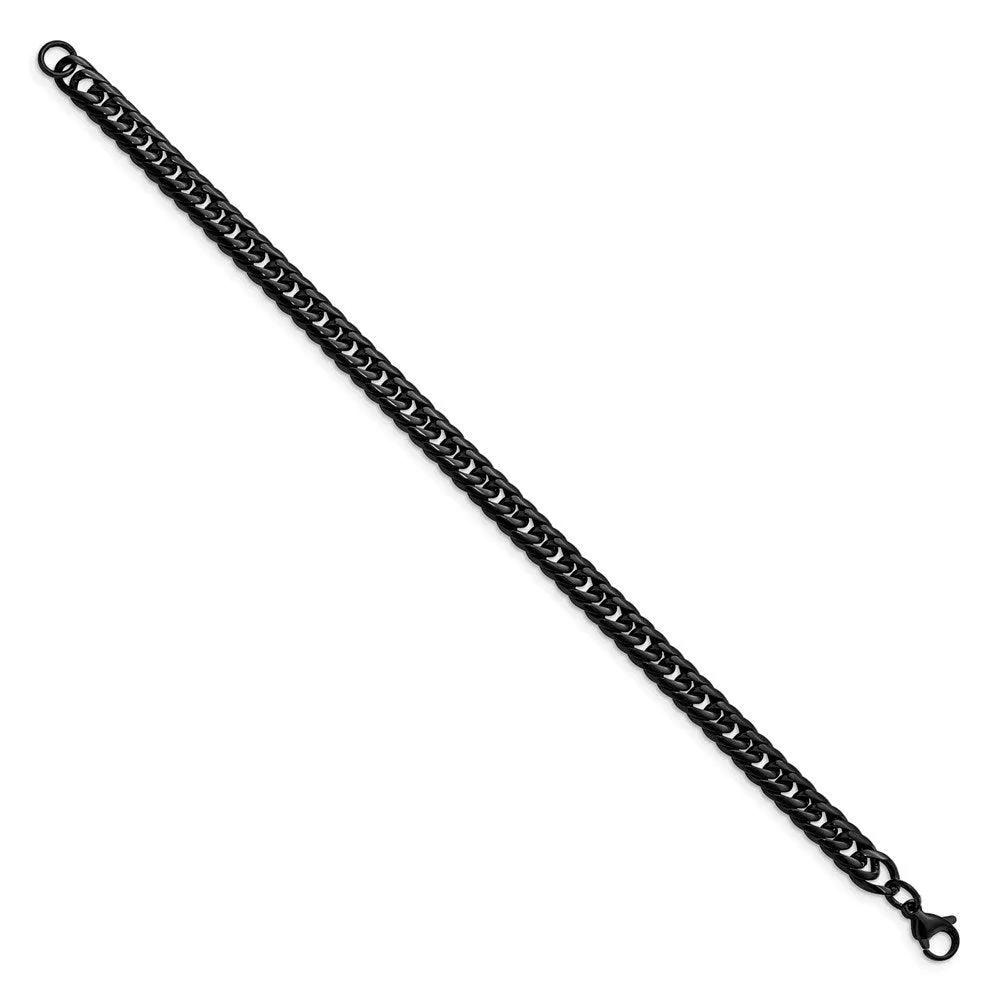 Stainless Steel Polished Black IP-plated Curb Chain Bracelet