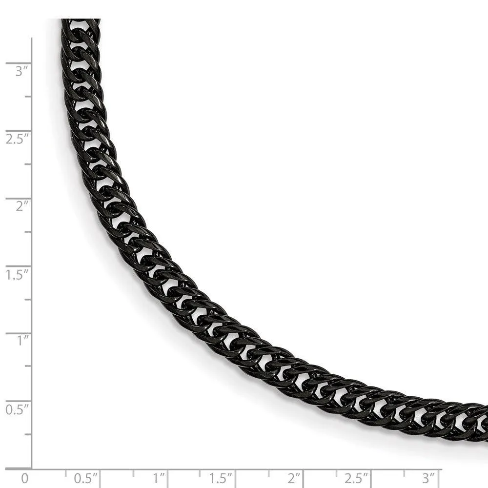 Stainless Steel Polished Black IP-plated Curb Chain Bracelet