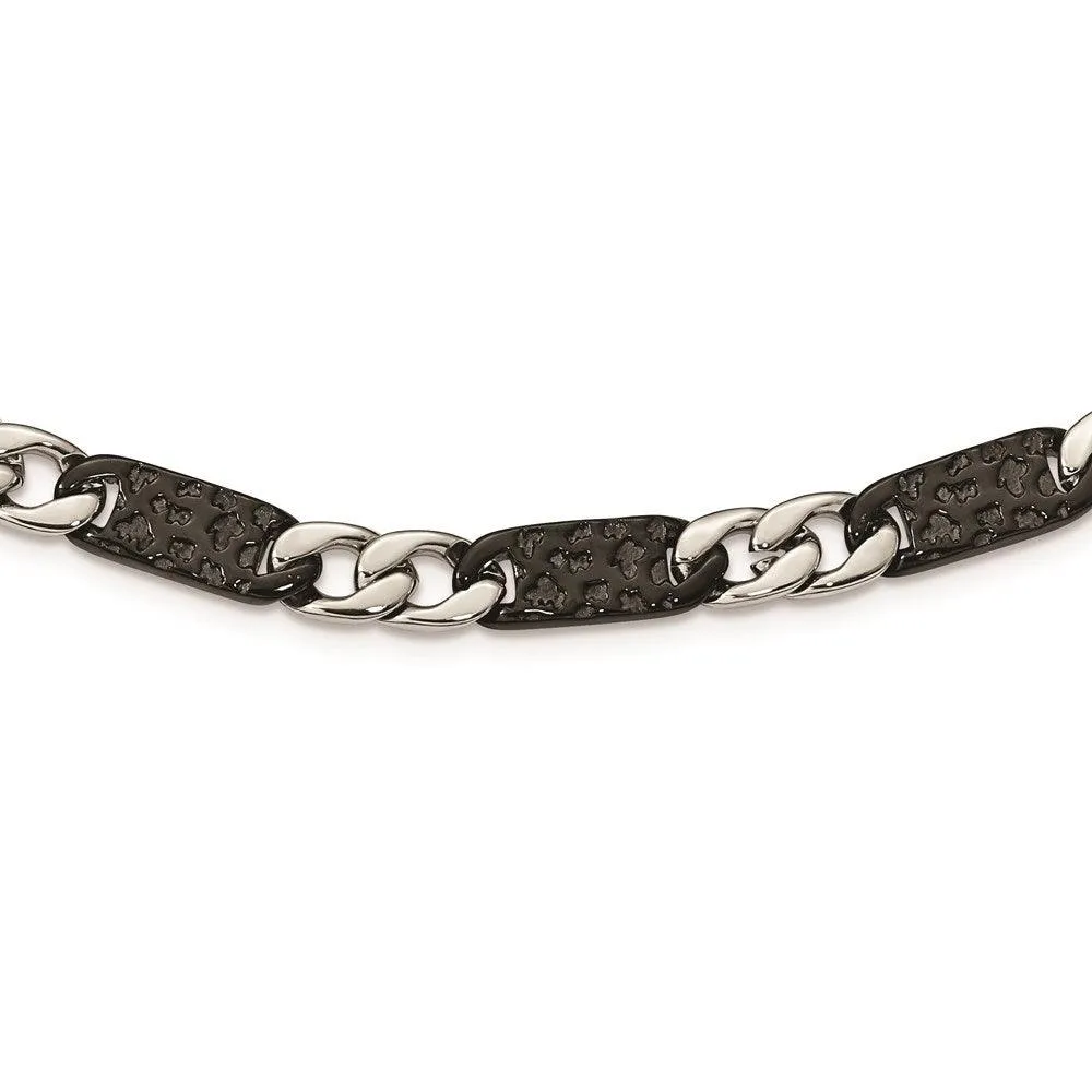 Stainless Steel Polished Black IP-plated Link Necklace 