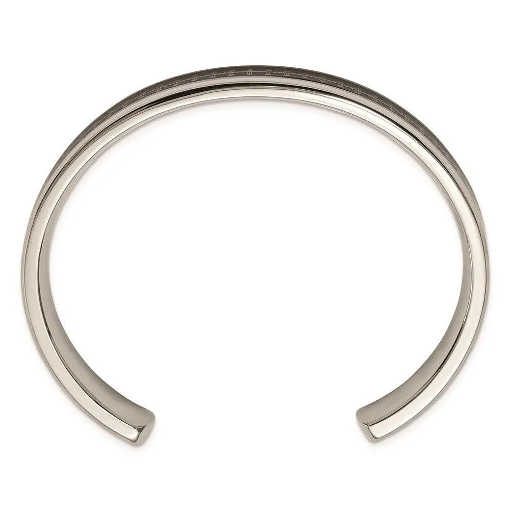 Stainless Steel Polished Carbon Fiber Inlay/Yellow IP-plated Cross Bangle