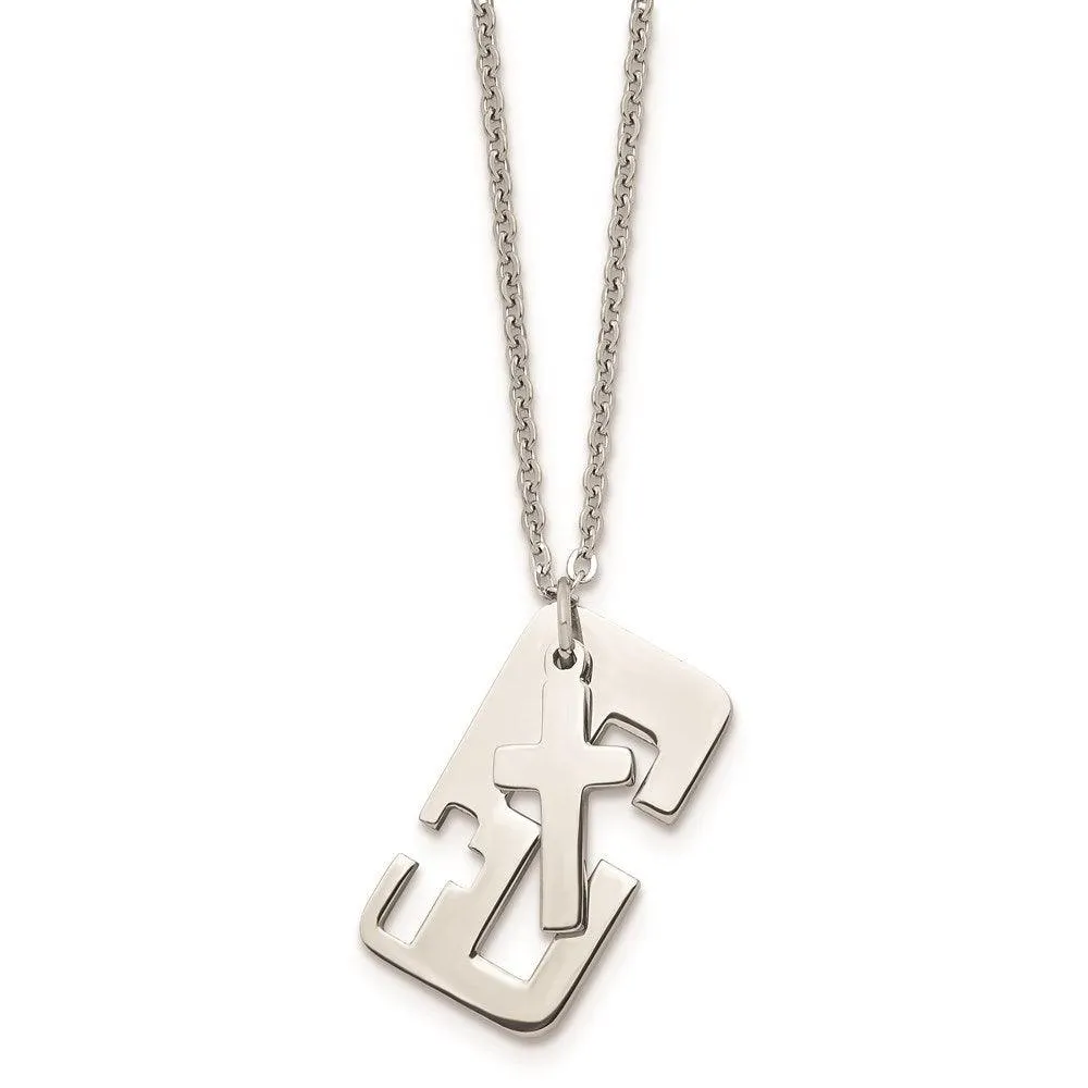 Stainless Steel Polished Cross Necklace 