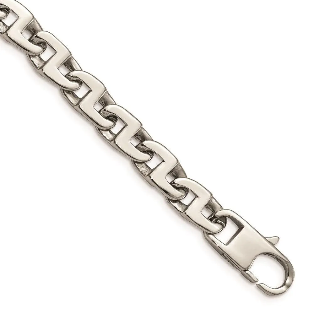 Stainless Steel Polished Fancy Squares Link Bracelet 