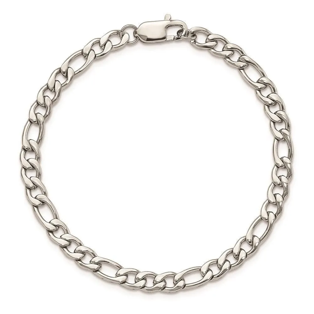 Stainless Steel Polished Figaro 9 inch Bracelet