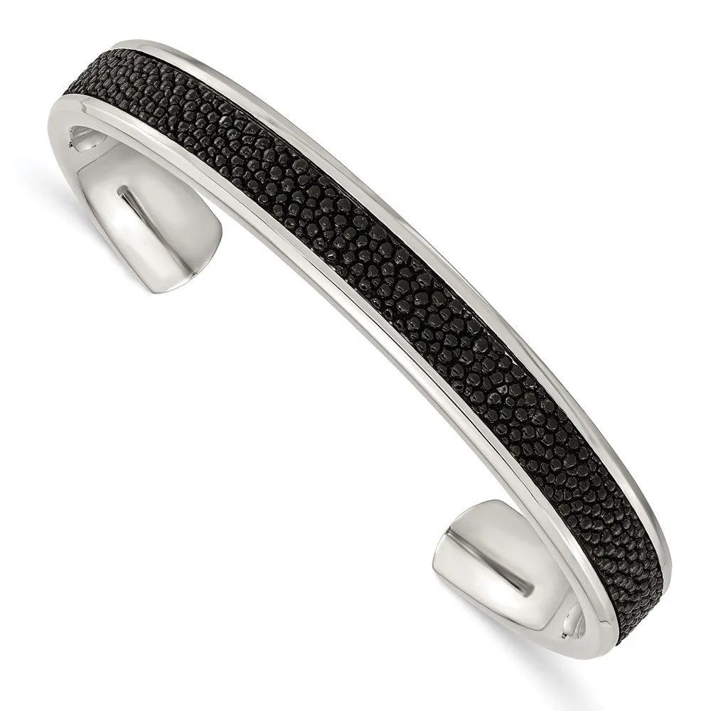Stainless Steel Polished Genuine Stingray Bangle 