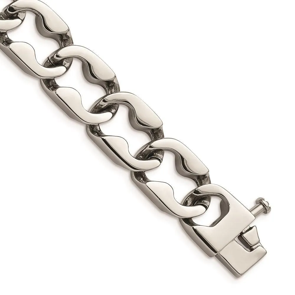 Stainless Steel Polished Large Link Bracelet 