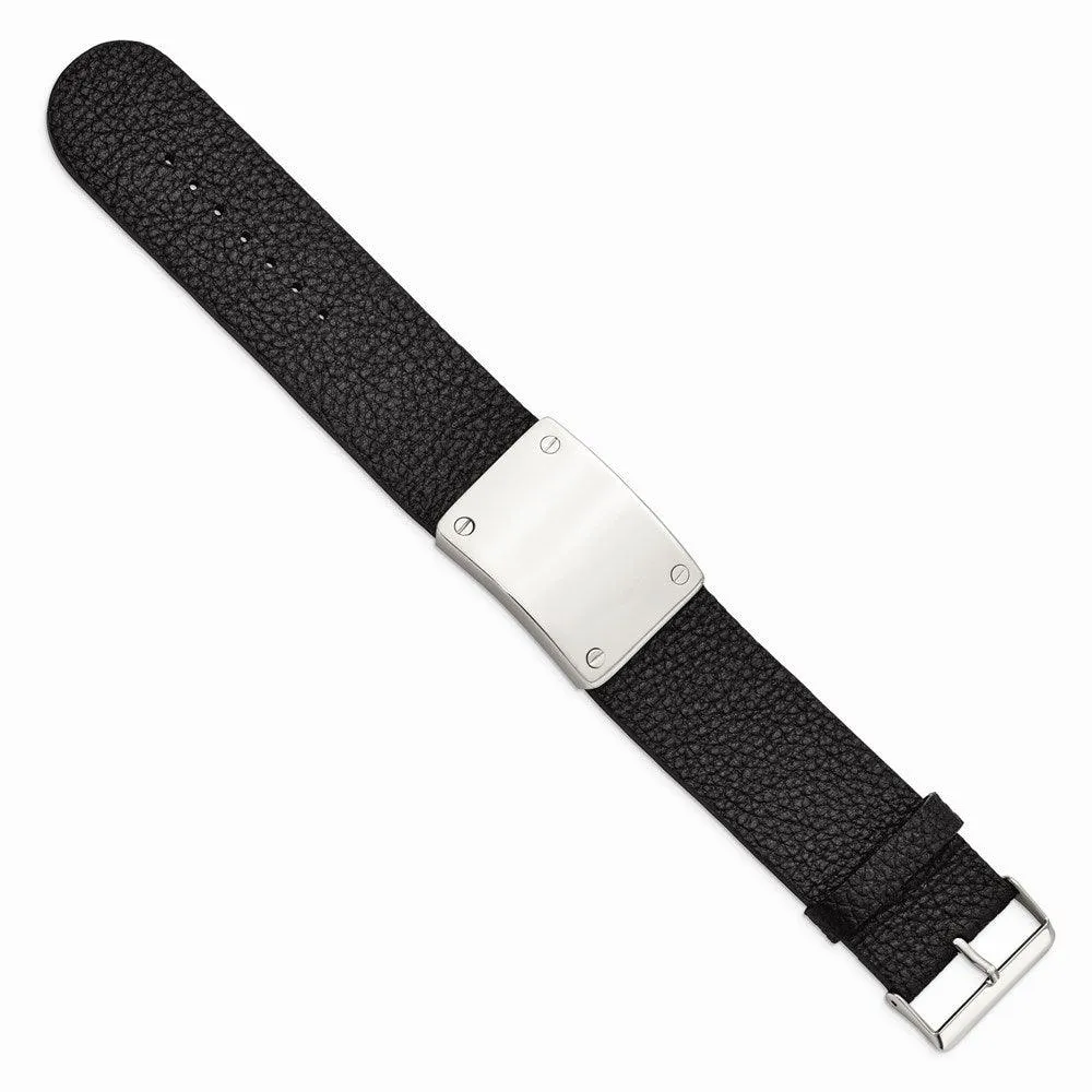 Stainless Steel Polished Leather Bracelet