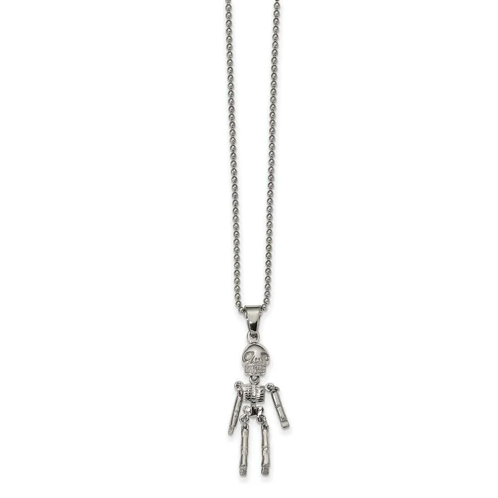 Stainless Steel Polished Moveable Skeleton Necklace 