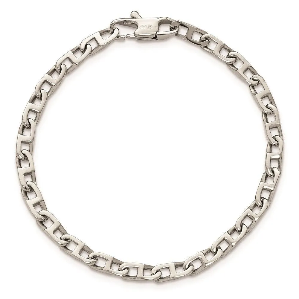 Stainless Steel Polished Oval Links 7.75in Bracelet