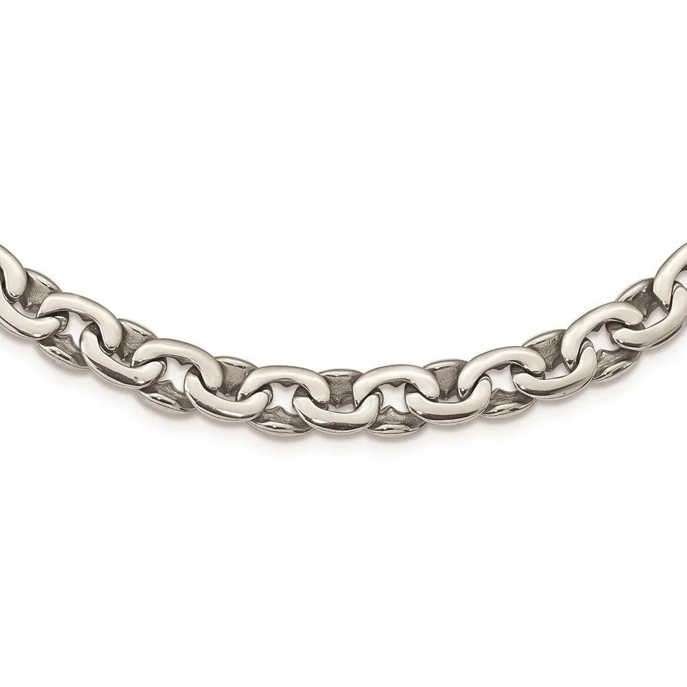 Stainless Steel Polished Ovals 24in Necklace 