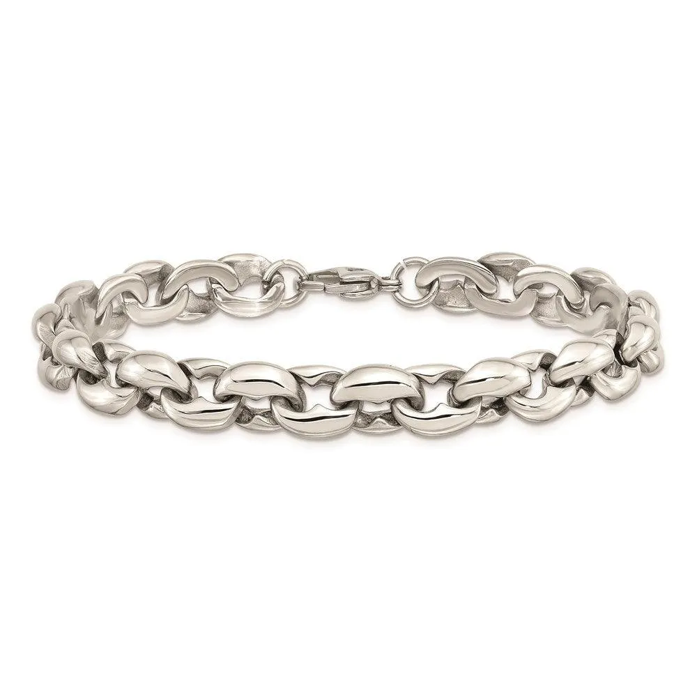 Stainless Steel Polished Ovals 8.25in Bracelet