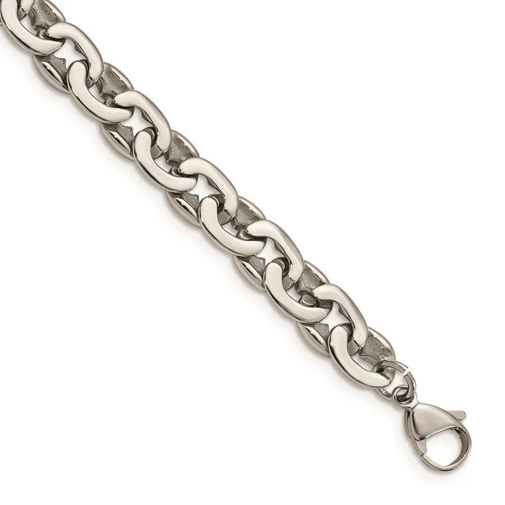 Stainless Steel Polished Ovals 8.25in Bracelet 