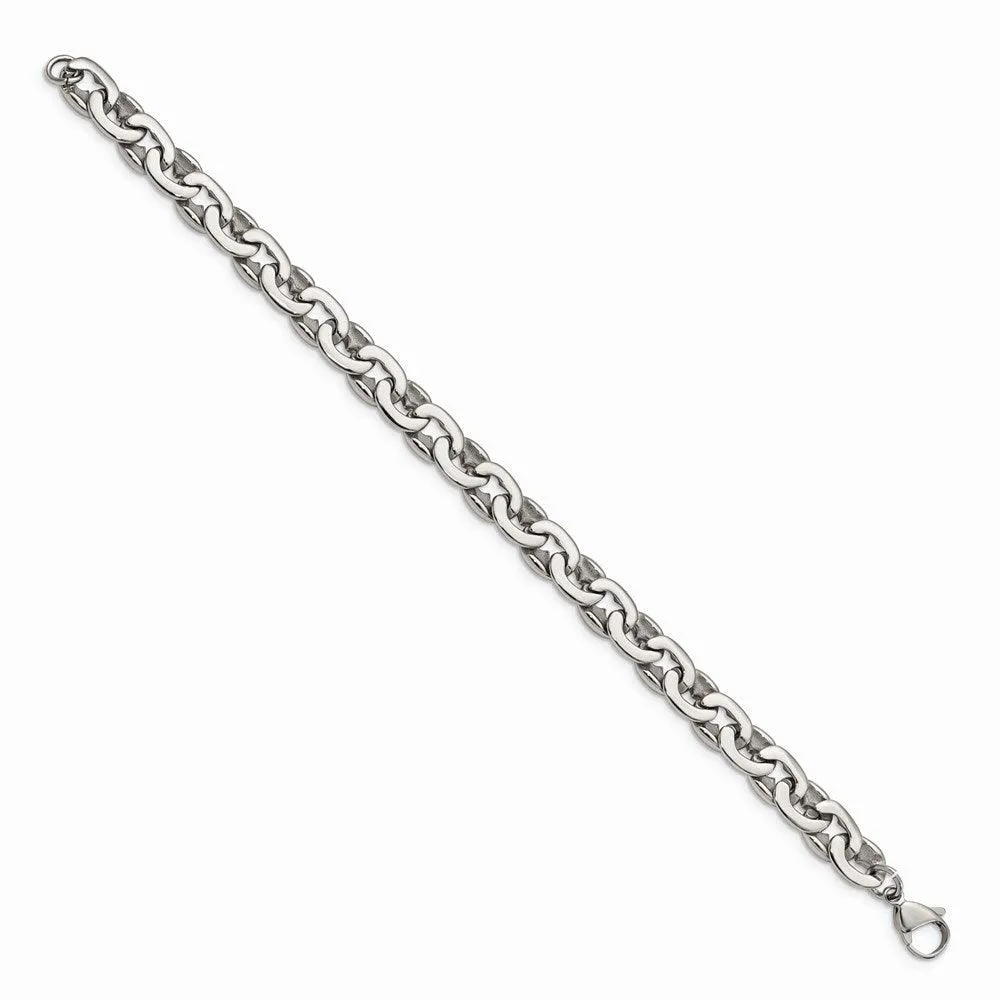 Stainless Steel Polished Ovals 8.25in Bracelet