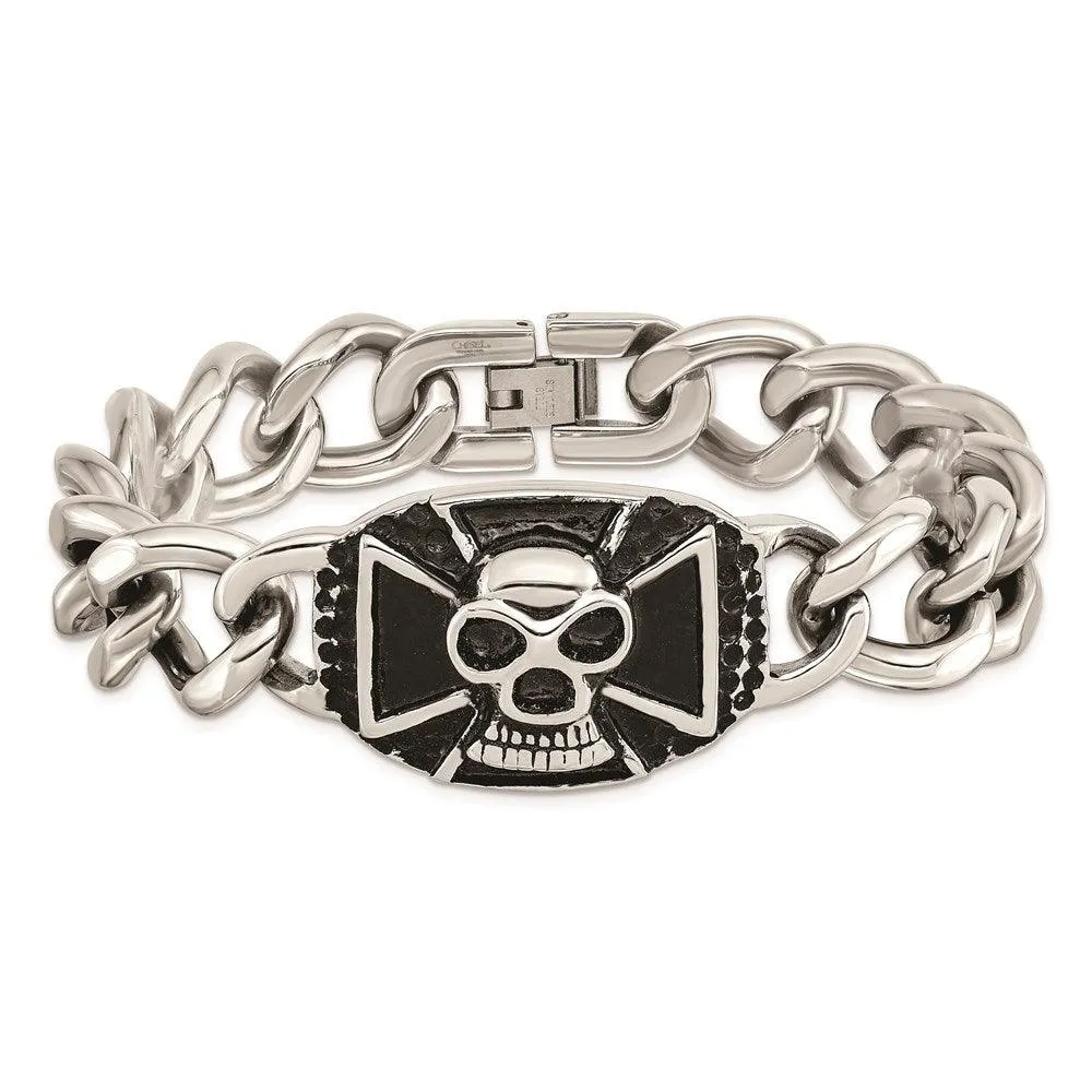 Stainless Steel Polished Skull Bracelet