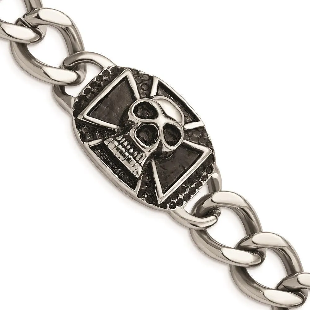 Stainless Steel Polished Skull Bracelet 