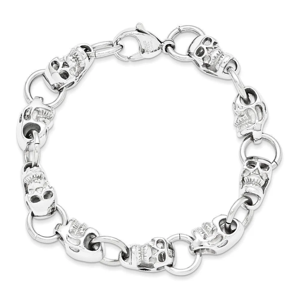 Stainless Steel Polished Skull Bracelet 