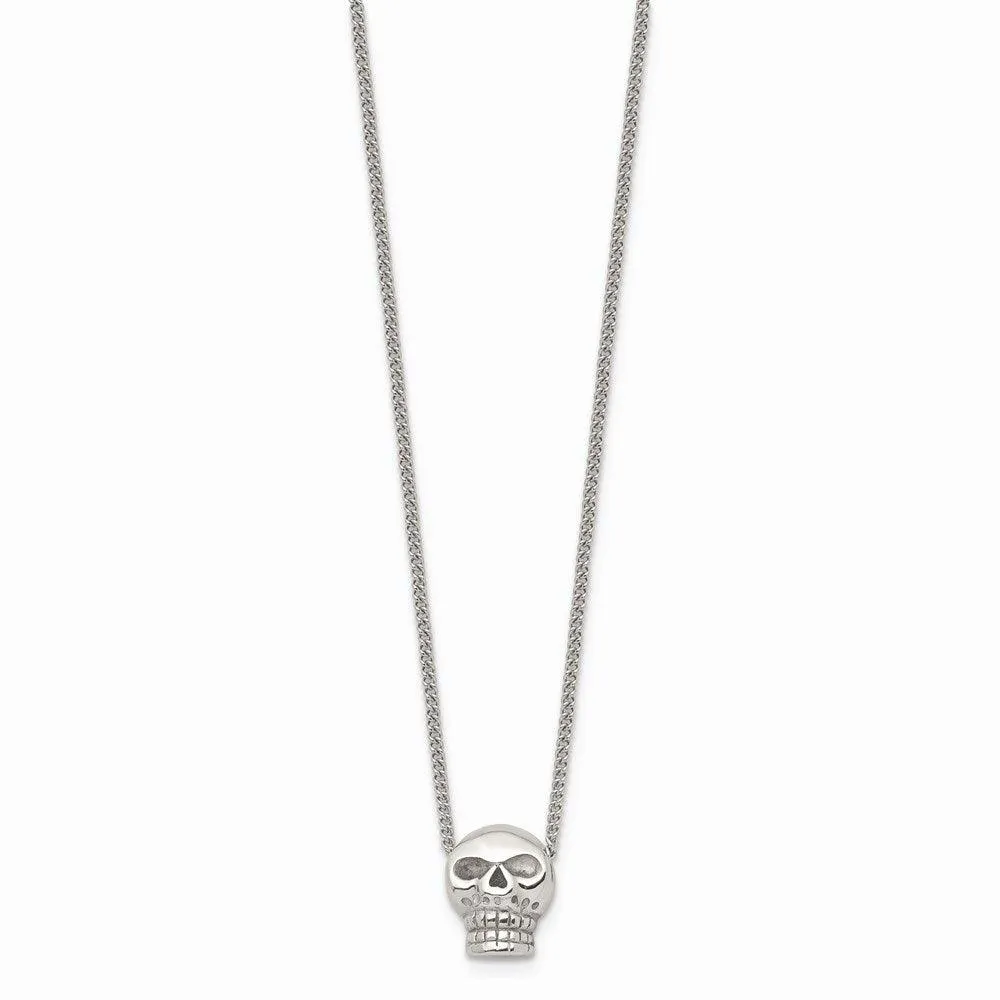 Stainless Steel Polished Skull Necklace