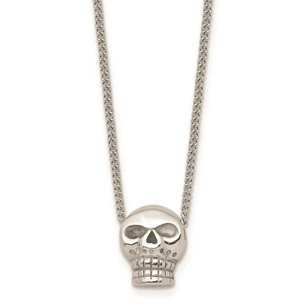 Stainless Steel Polished Skull Necklace 