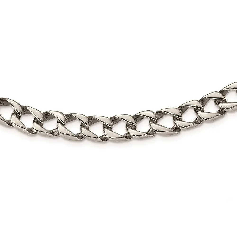 Stainless Steel Polished Square Link 24in Necklace 