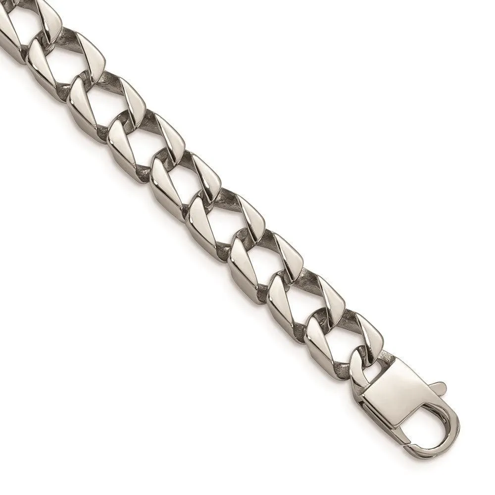Stainless Steel Polished Square Link 8.5in Bracelet 