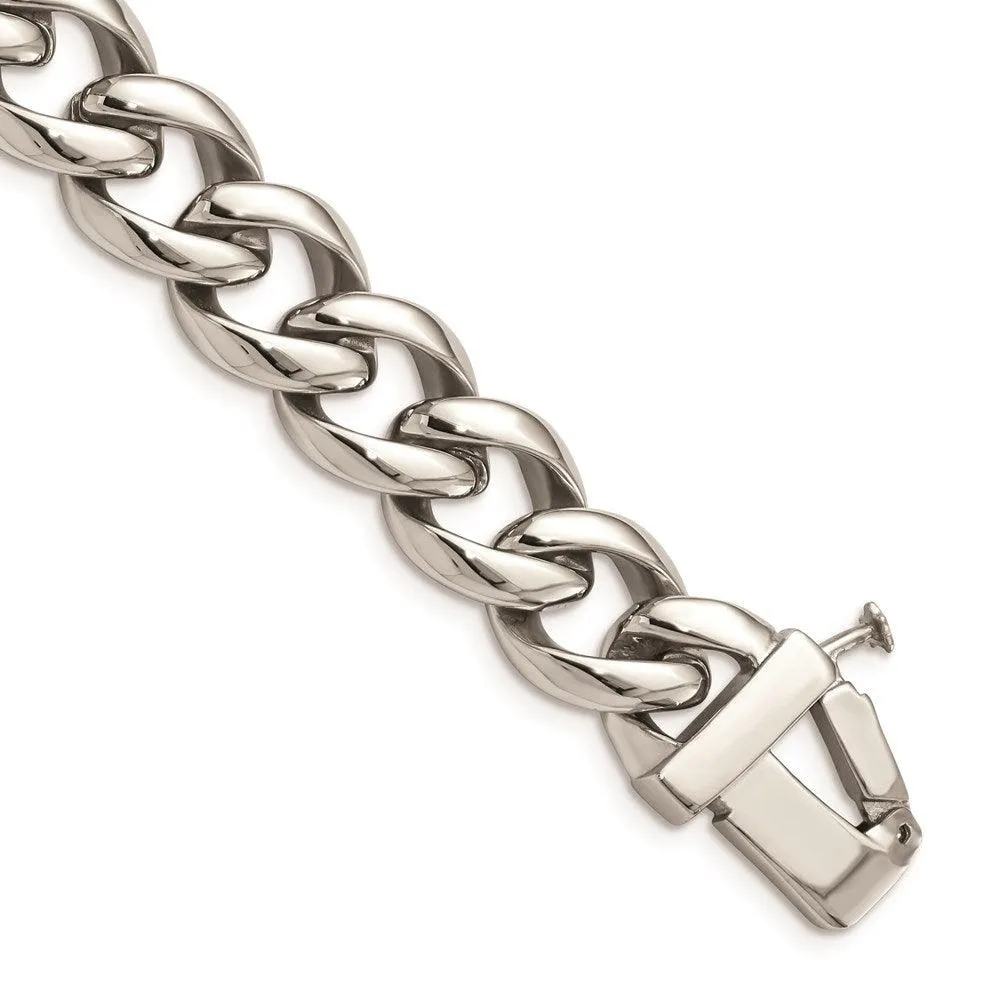 Stainless Steel Polished w/ID Plate 8.5in Bracelet 