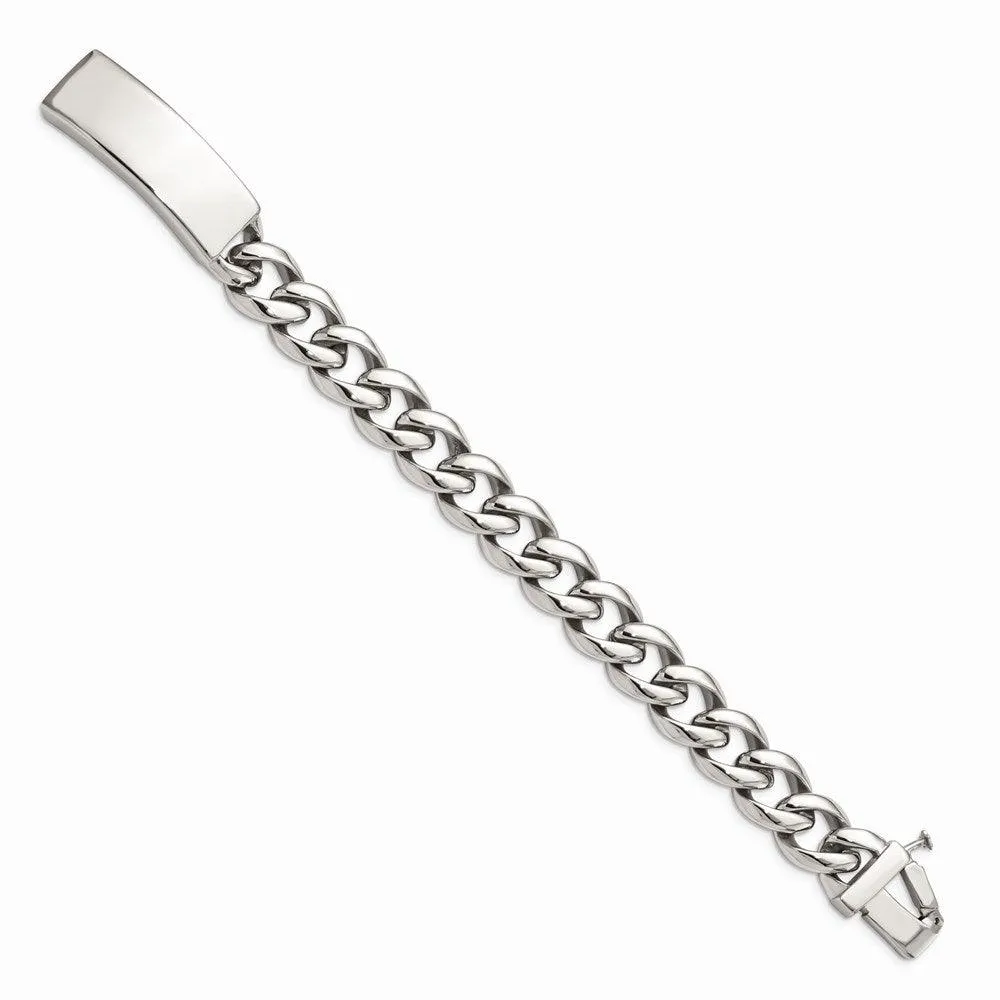 Stainless Steel Polished w/ID Plate 8.5in Bracelet
