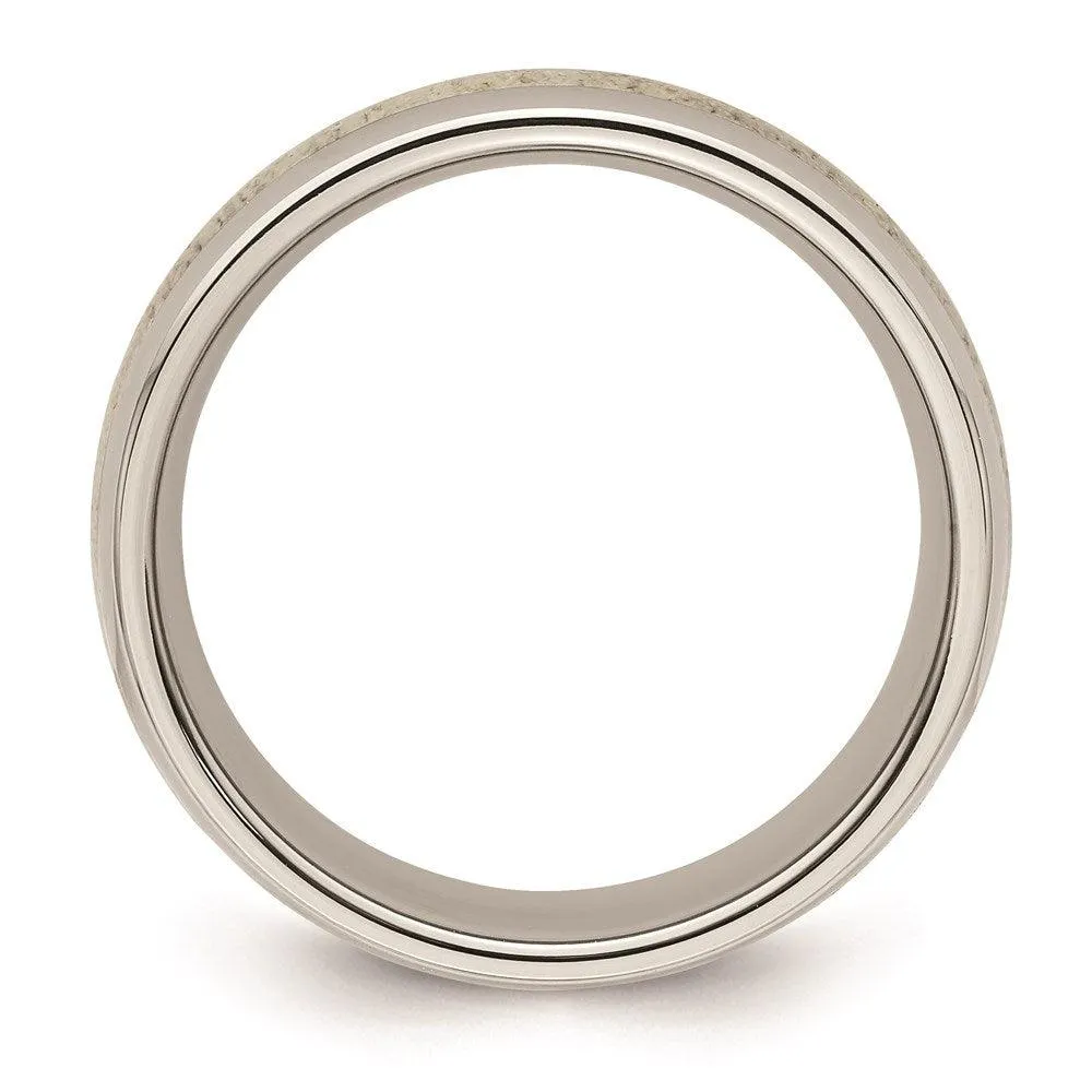 Stainless Steel Polished with Antler Inlay 8mm Band