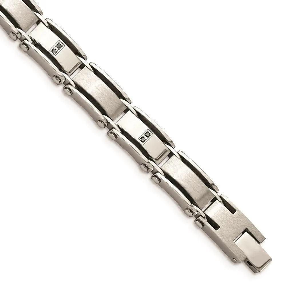 Stainless Steel Polished/Brushed 1/10ct tw. Diamond Bracelet 