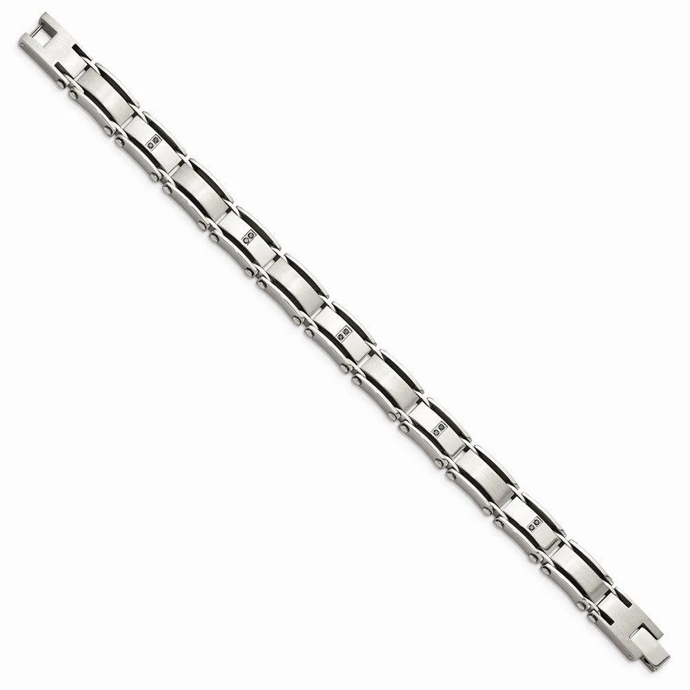 Stainless Steel Polished/Brushed 1/10ct tw. Diamond Bracelet