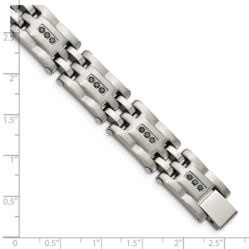 Stainless Steel Polished/Brushed 3/4ct tw. Diamond Bracelet